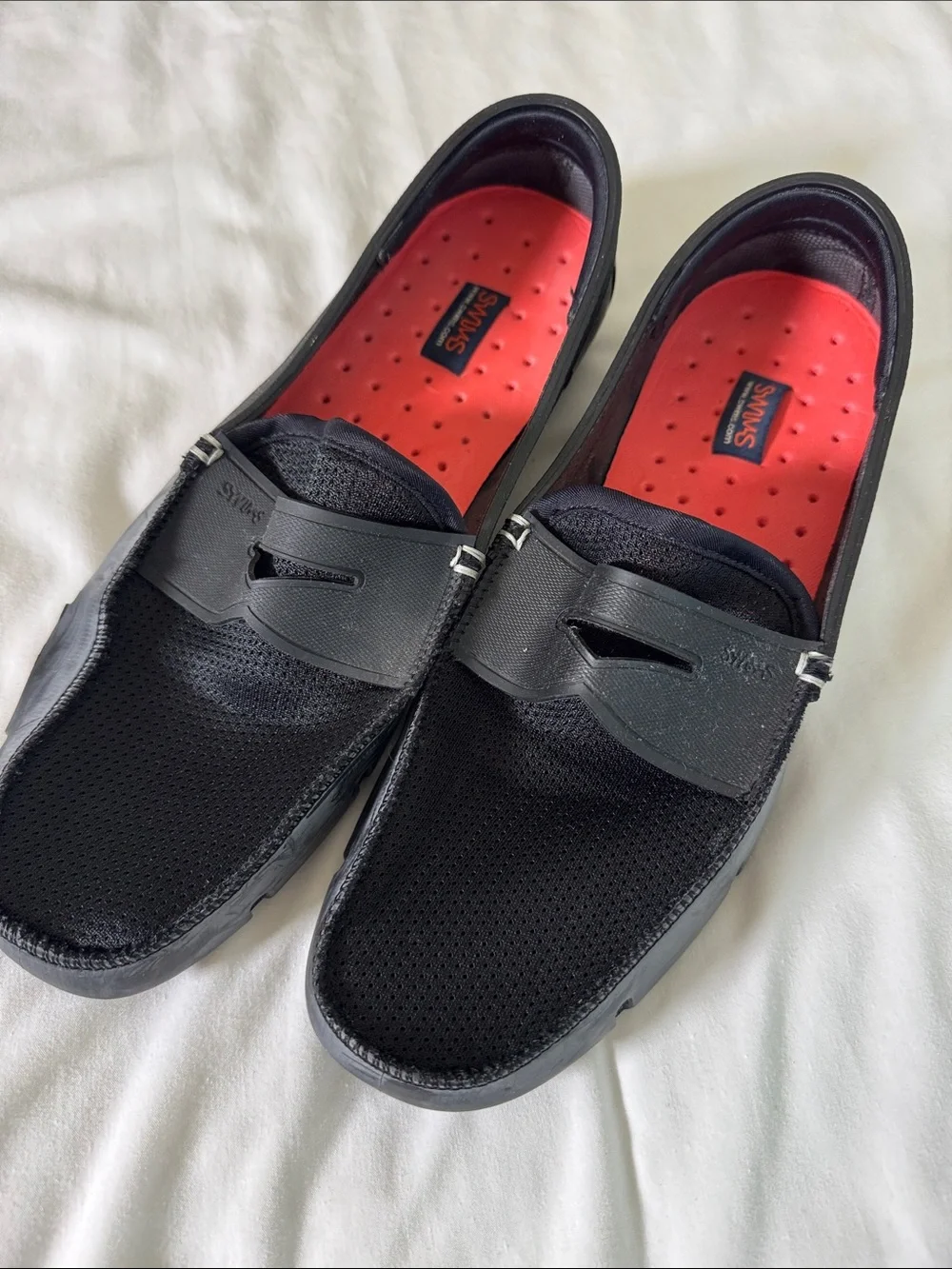 Swims Men’s Penny Loafer Black Mesh Rubber Outsole  Sz 10